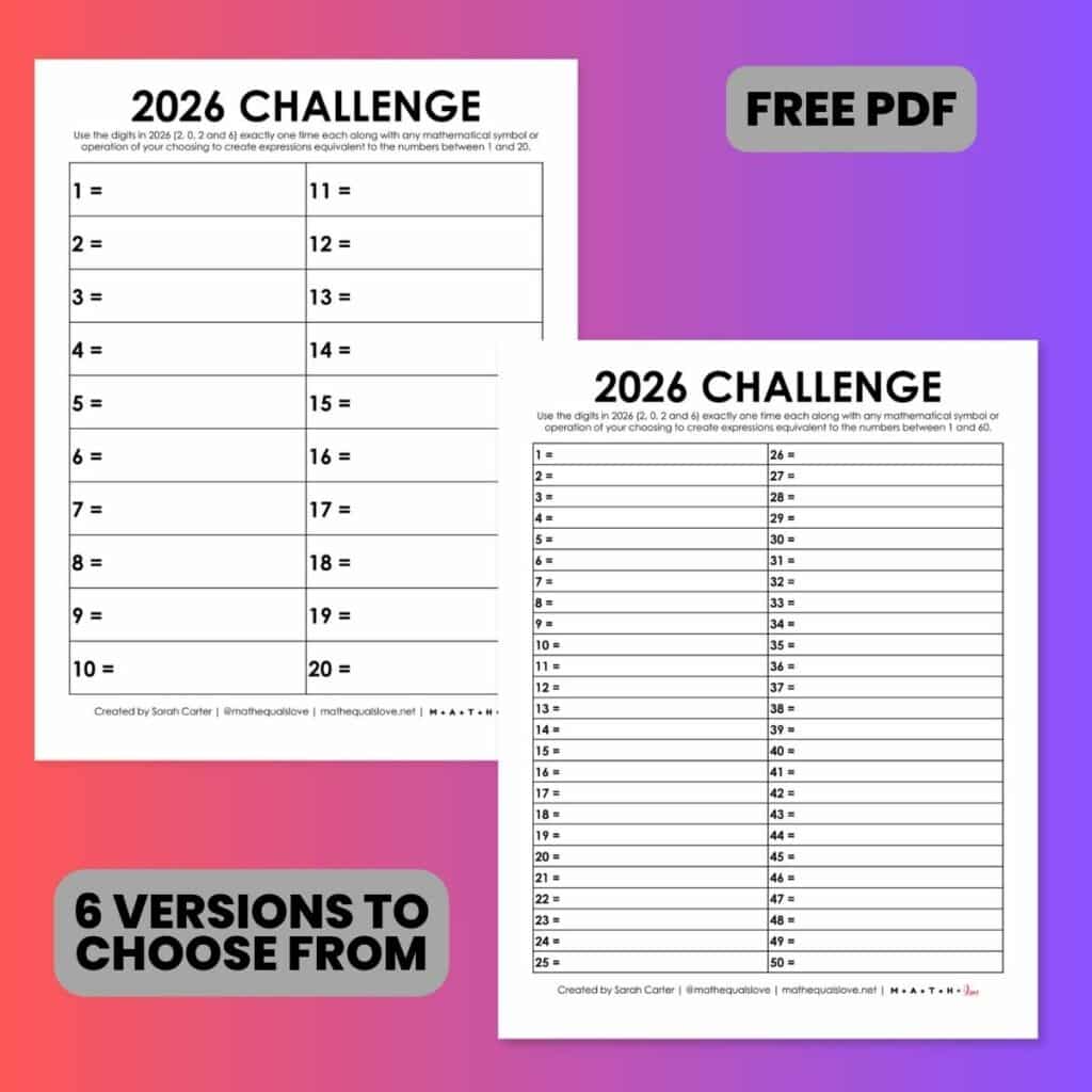 2026 yearly number challenge for new years.