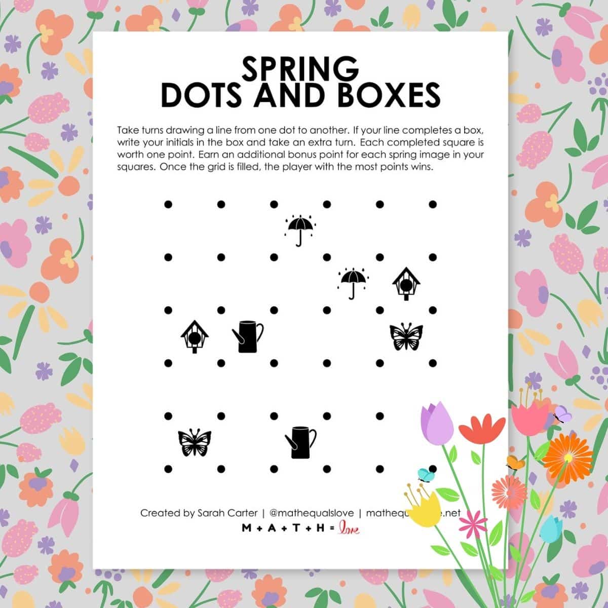 Spring Dots and Boxes Game.