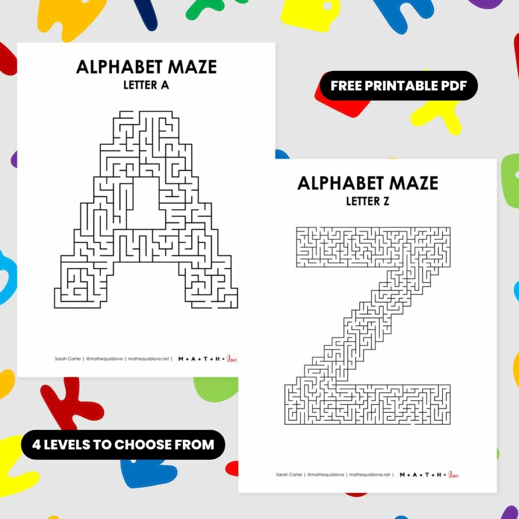 alphabet letter mazes free printable pdf. 