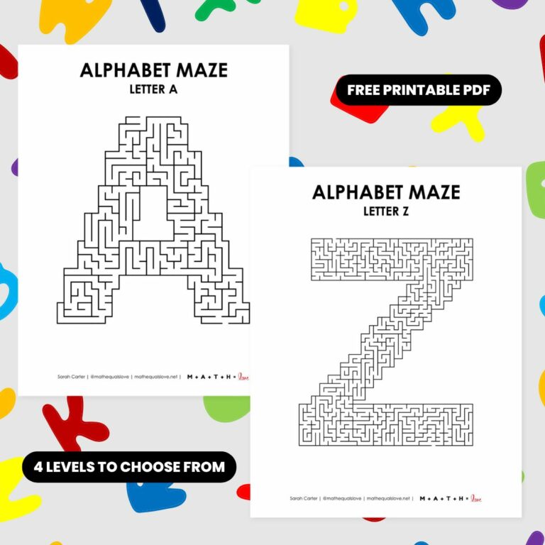 alphabet letter mazes free printable pdf.