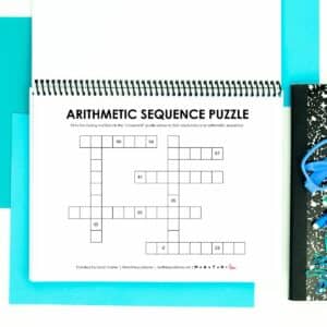 arithmetic sequence puzzle worksheet in notebook.