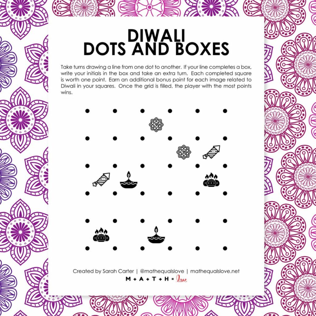 Diwali Dots and Boxes Game. 