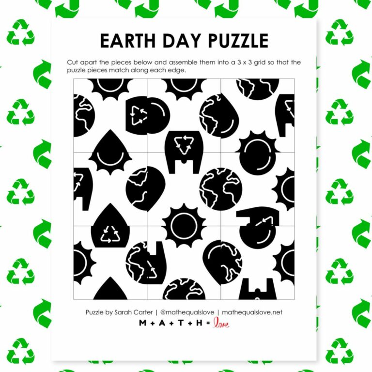 Earth Day Square Edge Matching Puzzle.