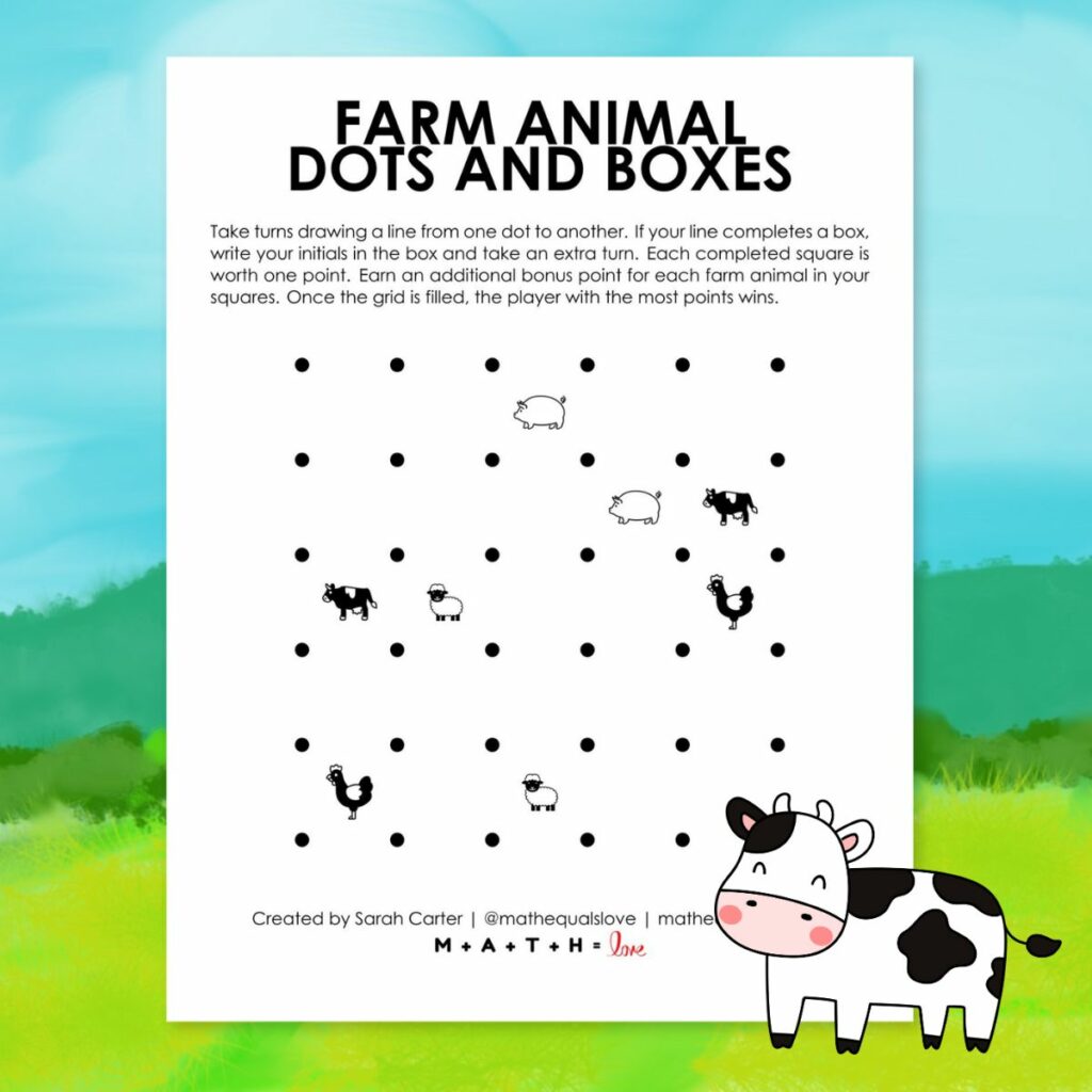 farm-themed dots and boxes game. 