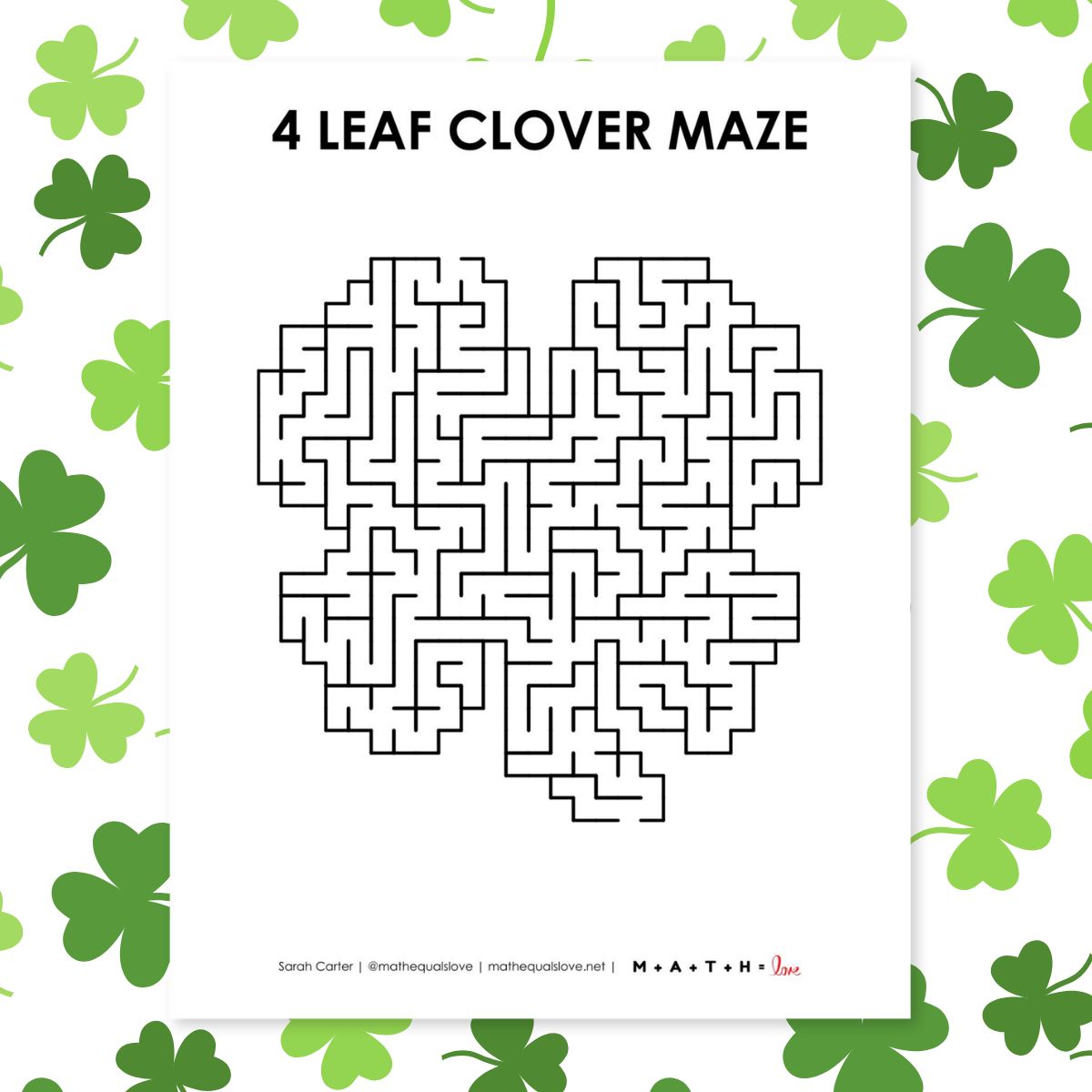 4 Leaf Clover Maze for St. Patricks Day