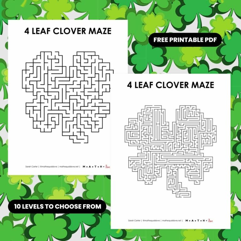 Four Leaf Clover St. Patrick's Day Maze | Math = Love