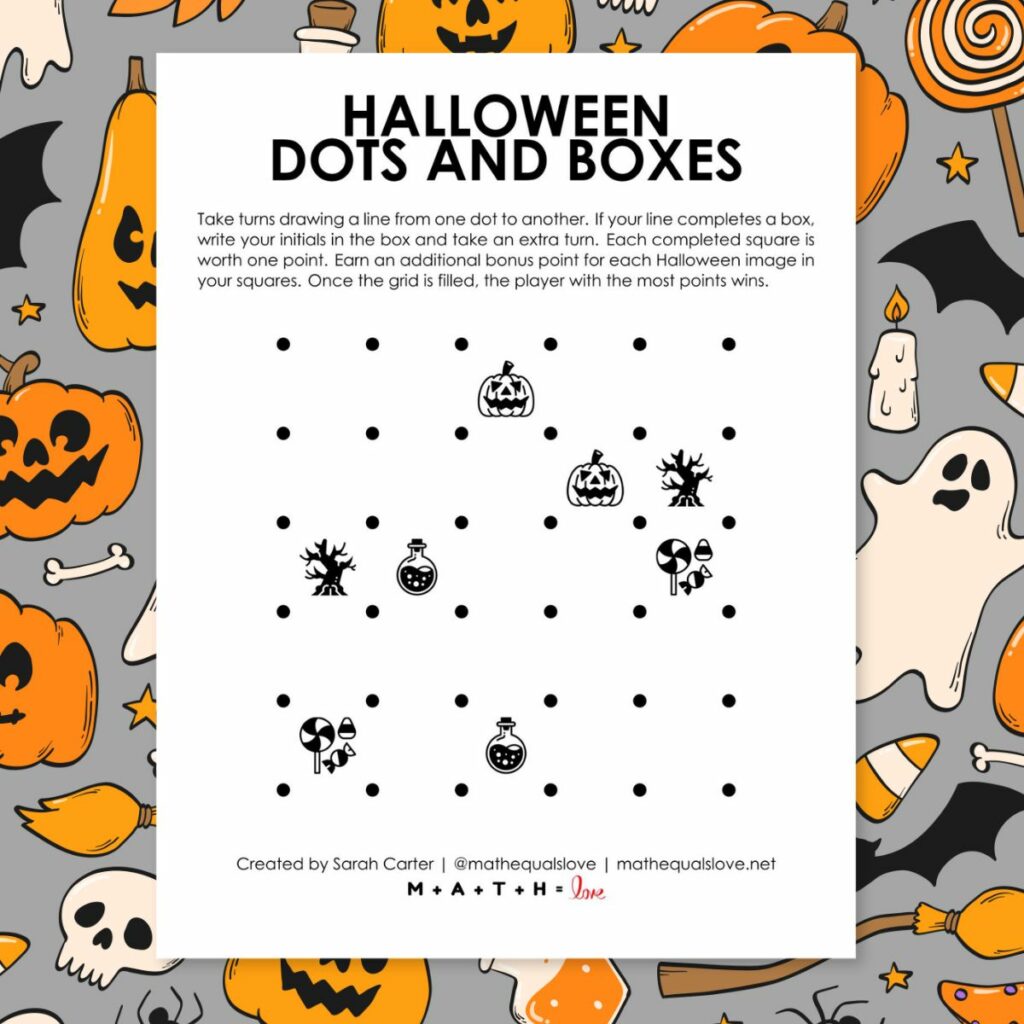 halloween dots and boxes game. 
