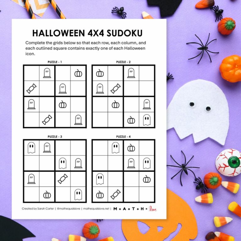 Easy Halloween Sudoku Puzzles with Pictures.