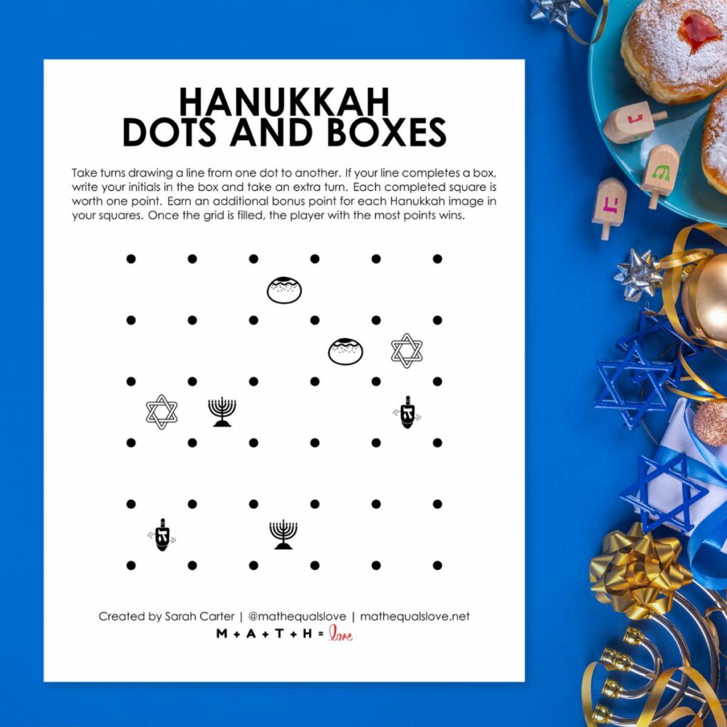 Hanukkah Dots and Boxes Game. 