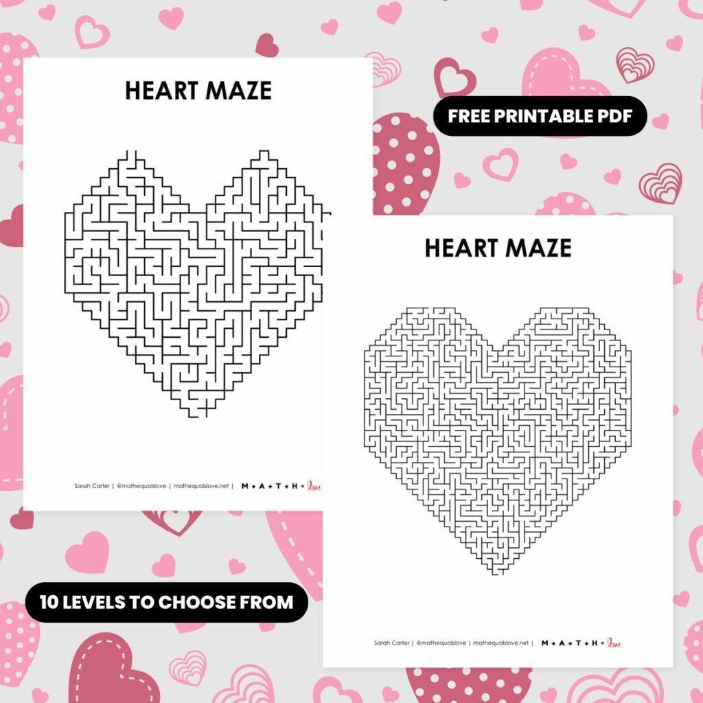 heart shaped maze for valentines day. 