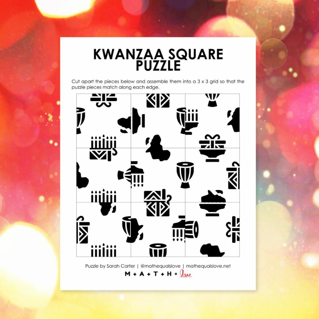 Kwanzaa Square Edge Matching Puzzle. 