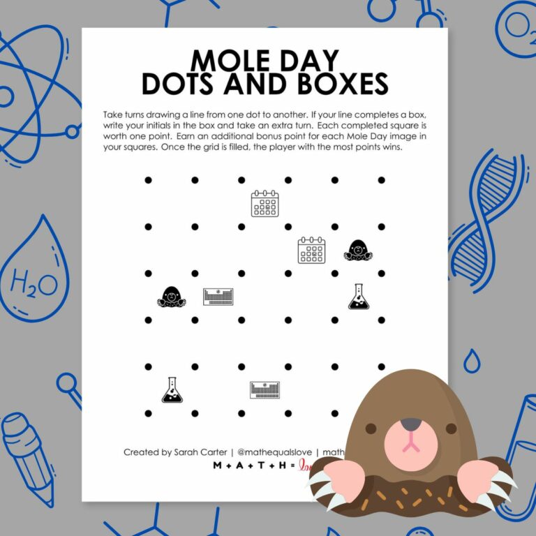 mole day dots and boxes game.