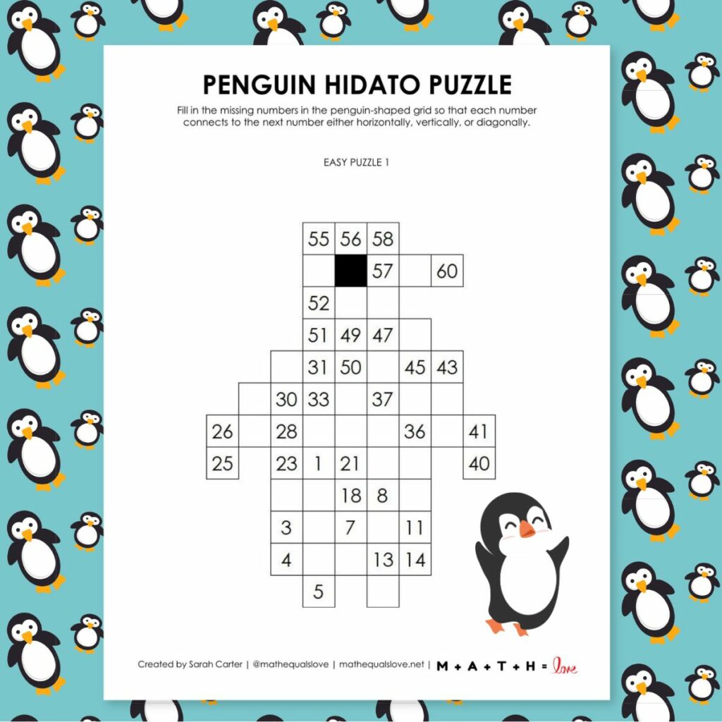 penguin hidato puzzle. 