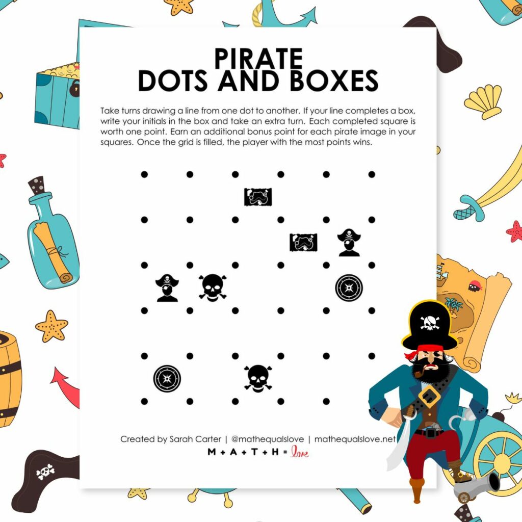 pirate themed dots and boxes game. 