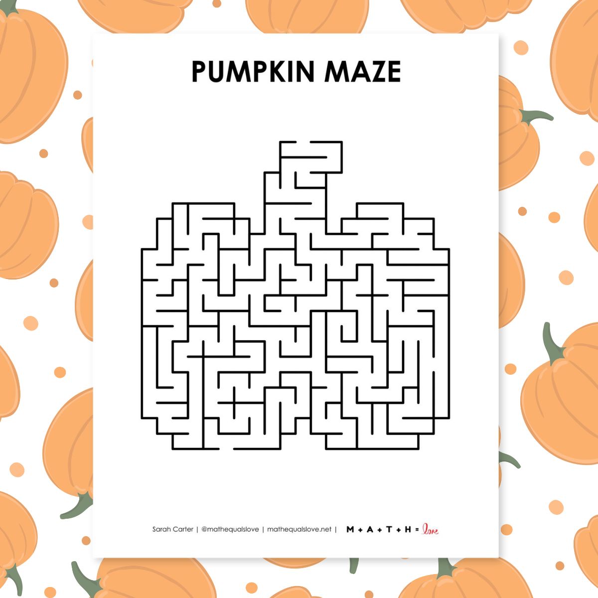 pumpkin maze printable for halloween or fall.