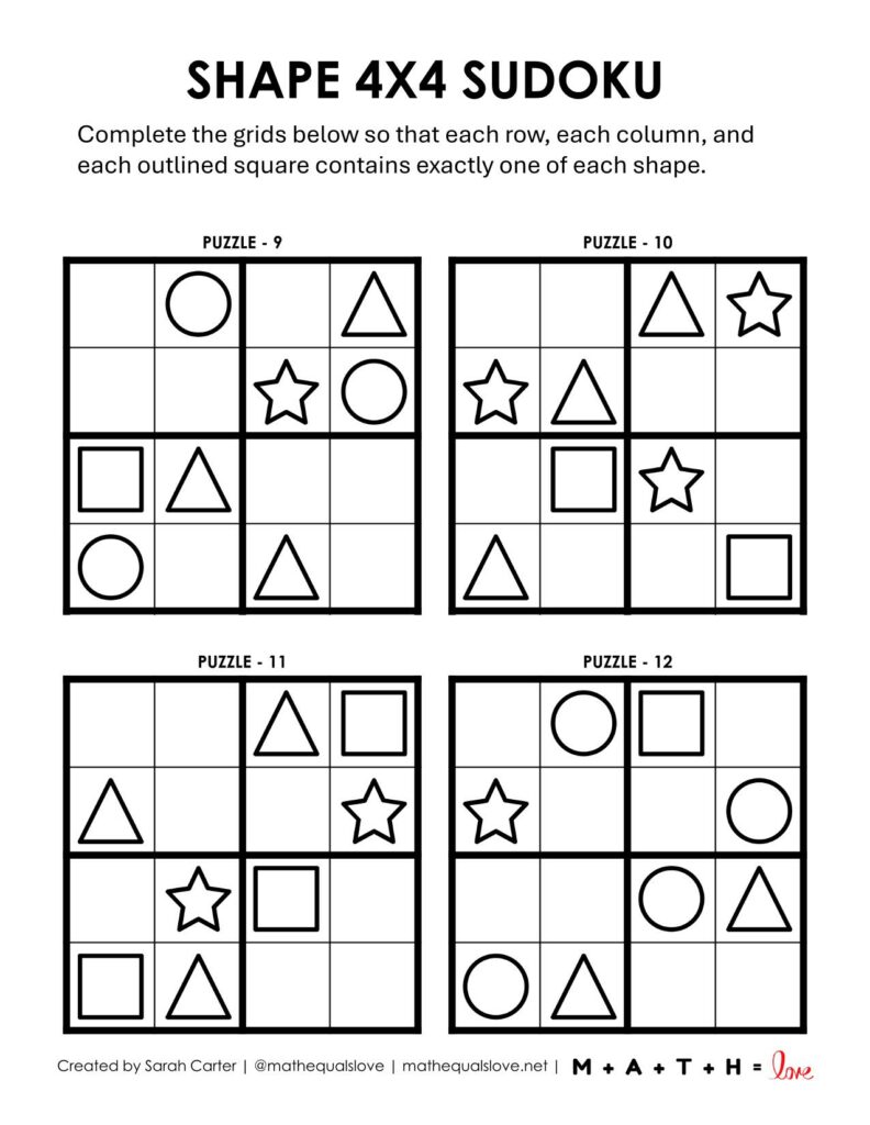 shape sudoku puzzles page 3. 