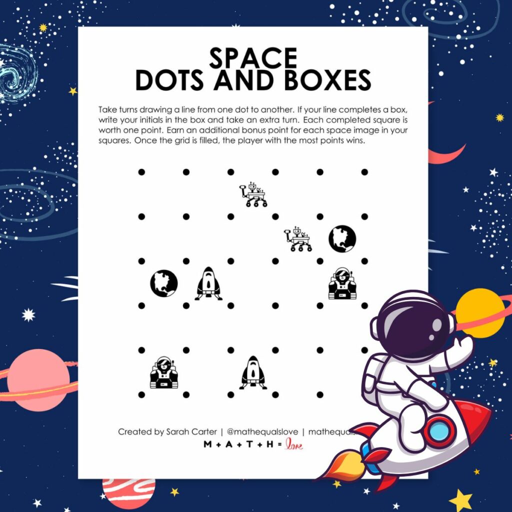 space themed dots and boxes game. 