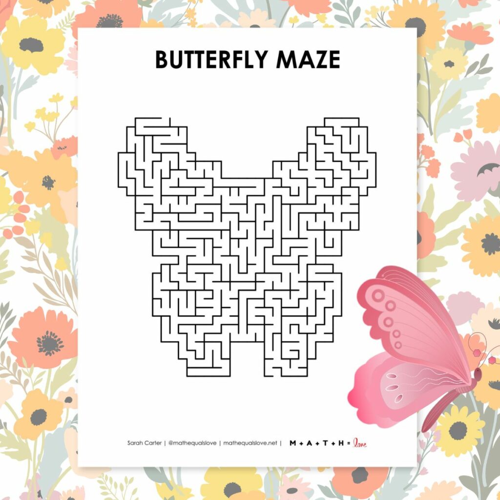 spring butterfly maze printable. 