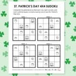 St Patrick's Day Sudoku 4x4 Easy Puzzles with PIctures.