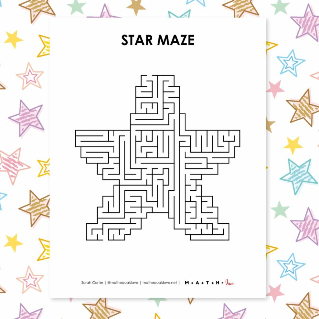 star maze printable. 