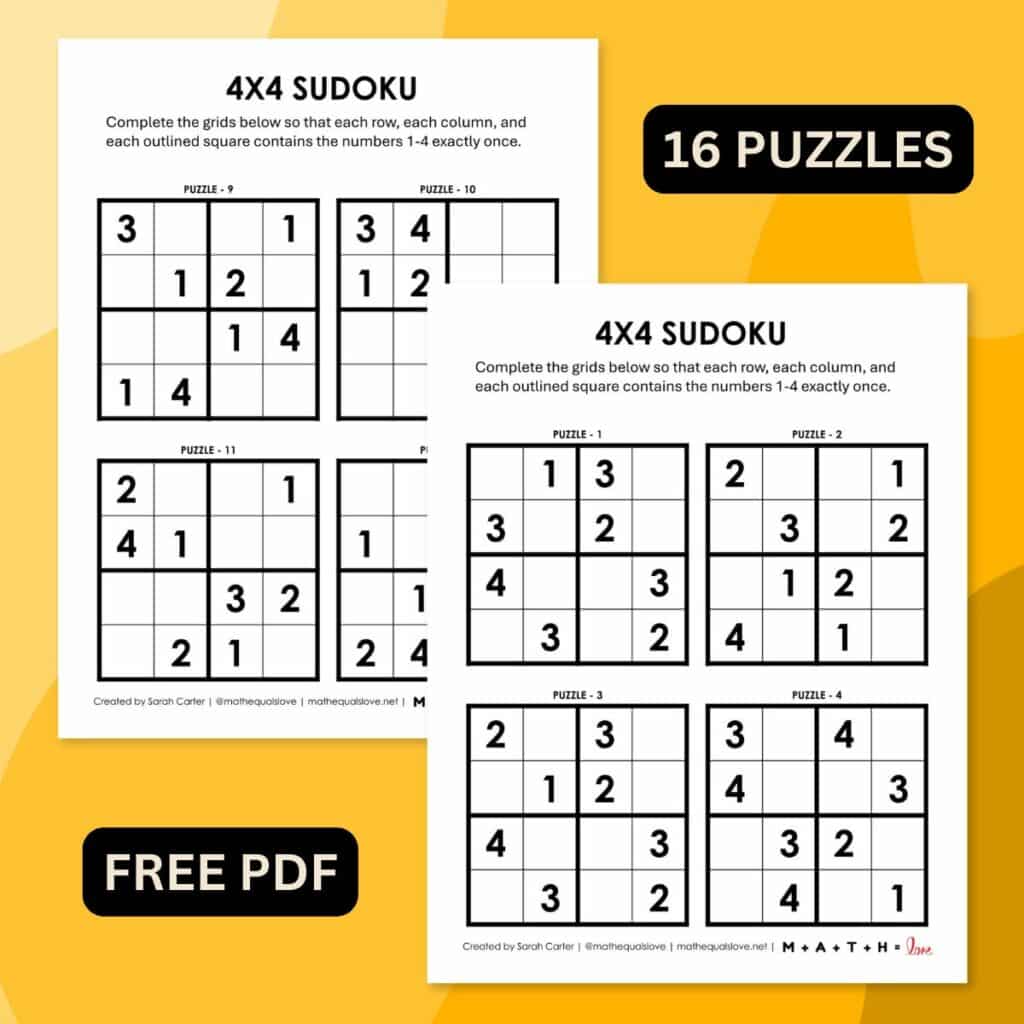 4x4 sudoku printable free pdf. 