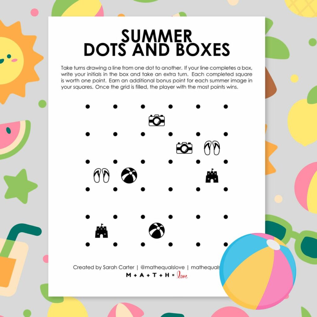 summer dots and boxes game.