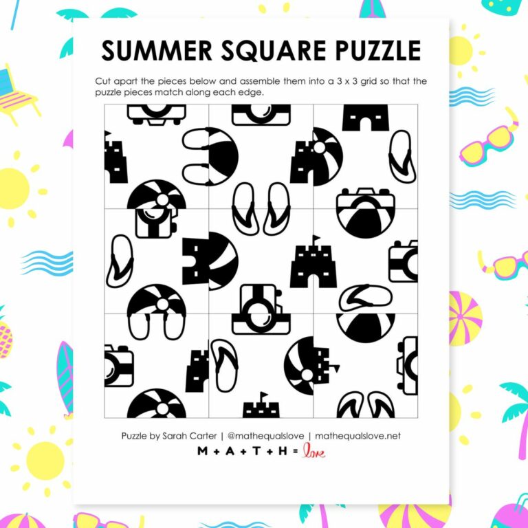 summer square edge matching puzzle.