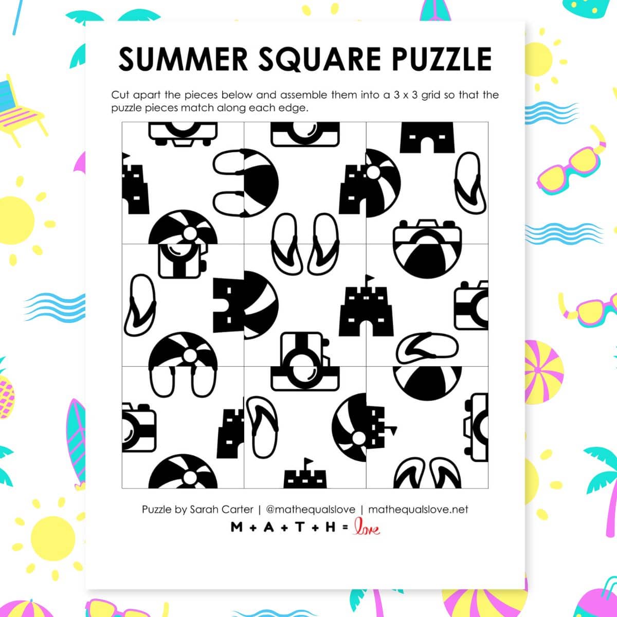 summer square edge matching puzzle.