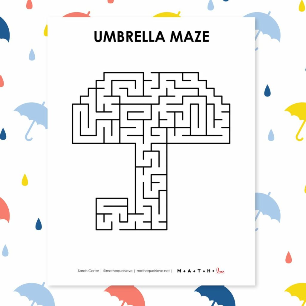 umbrella maze printable. 