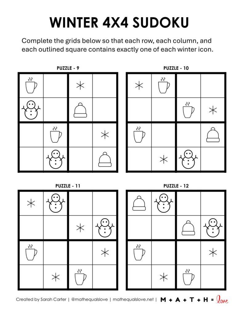 winter sudoku printable pdf page 3. 