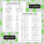 free printable winter sudoku puzzles for kids 6x6 easy.