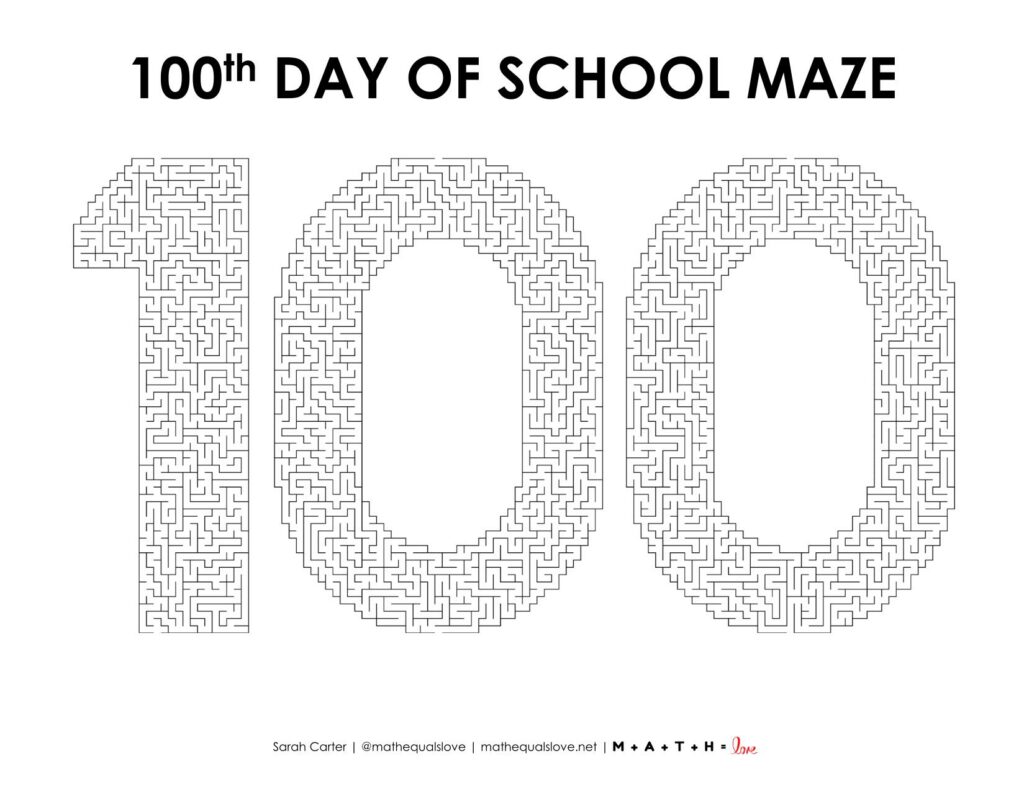 100th day of school maze worksheet pdf level 6. 