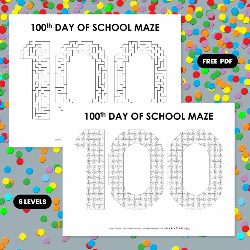 100th day of school maze worksheets - free printable pdf. 