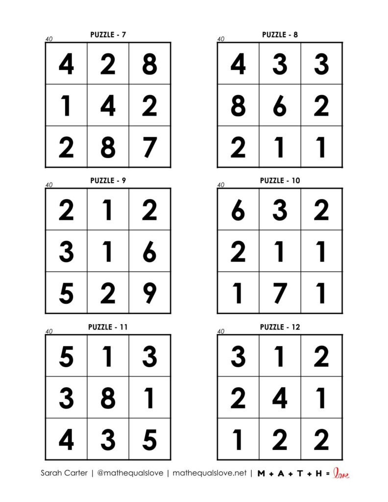 40 square puzzles - page 2. 