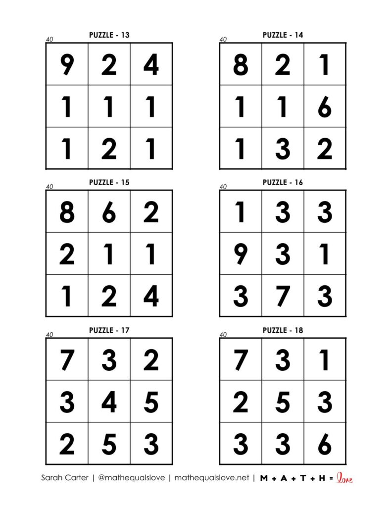 40 square puzzles - page 3. 