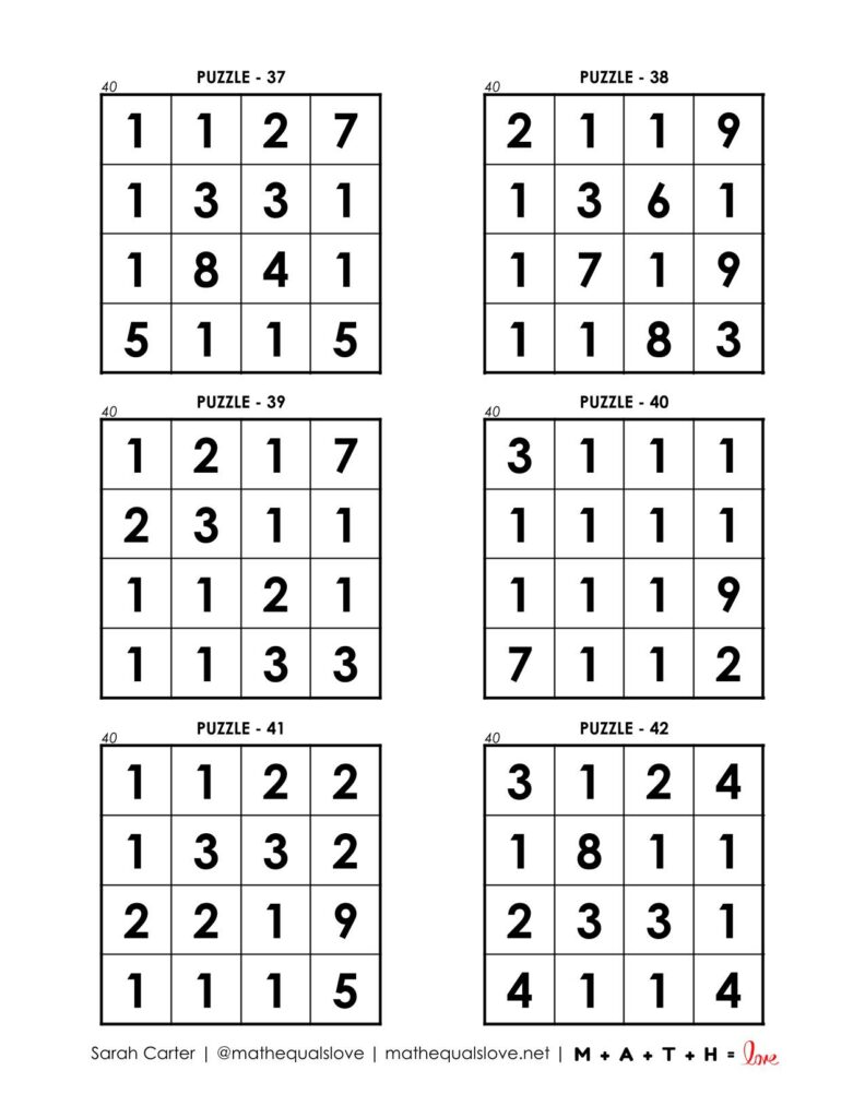 40 square puzzles - page 7. 