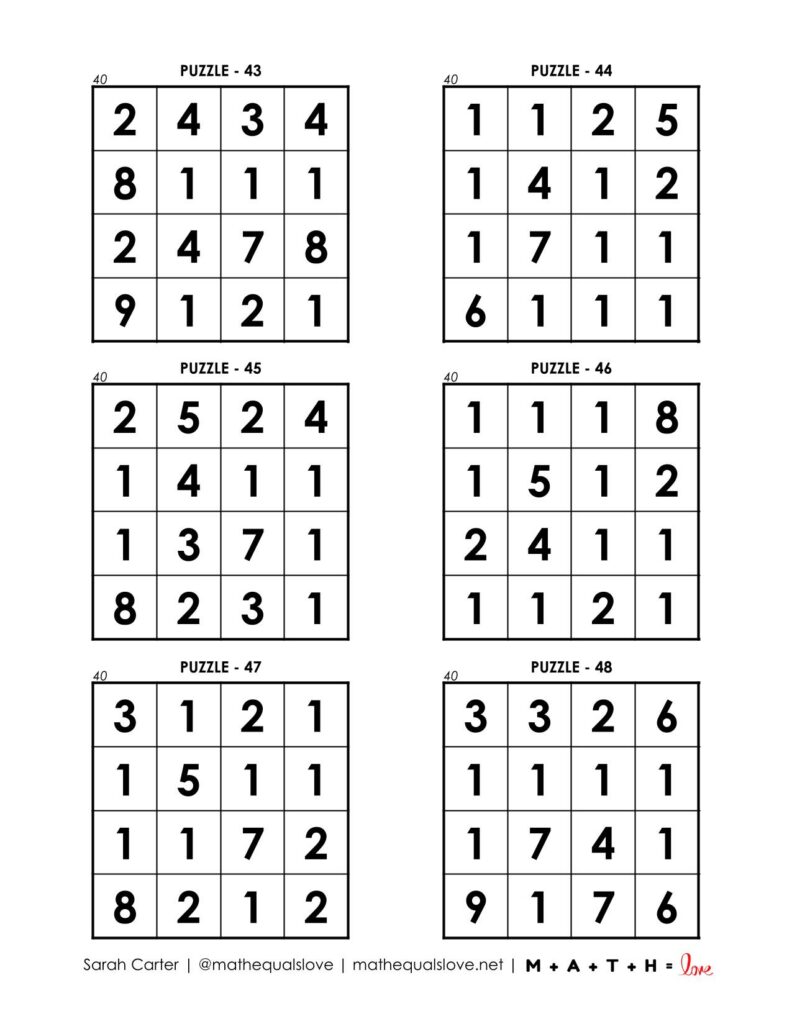 40 square puzzles page 8. 