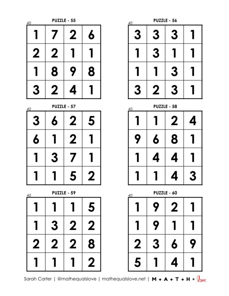 40 square puzzles page 10. 