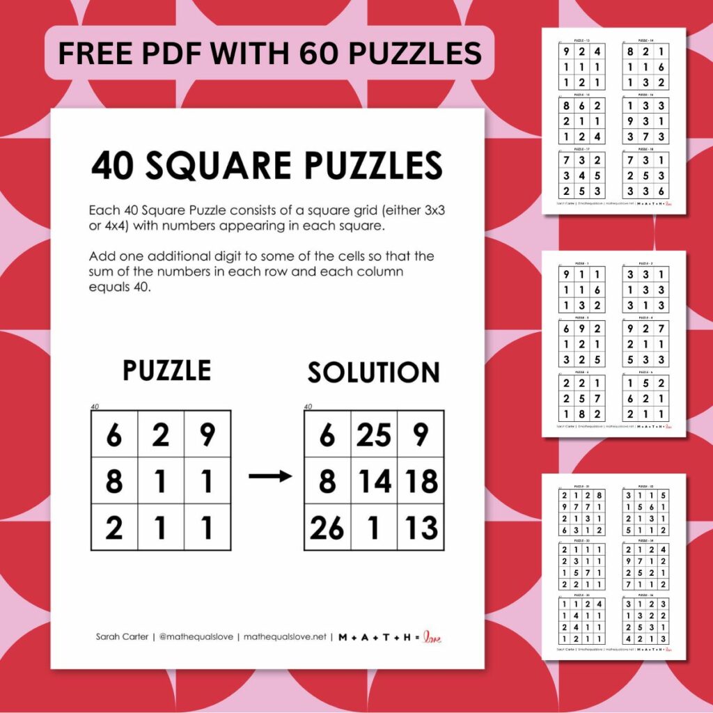 40 square logic puzzles. 