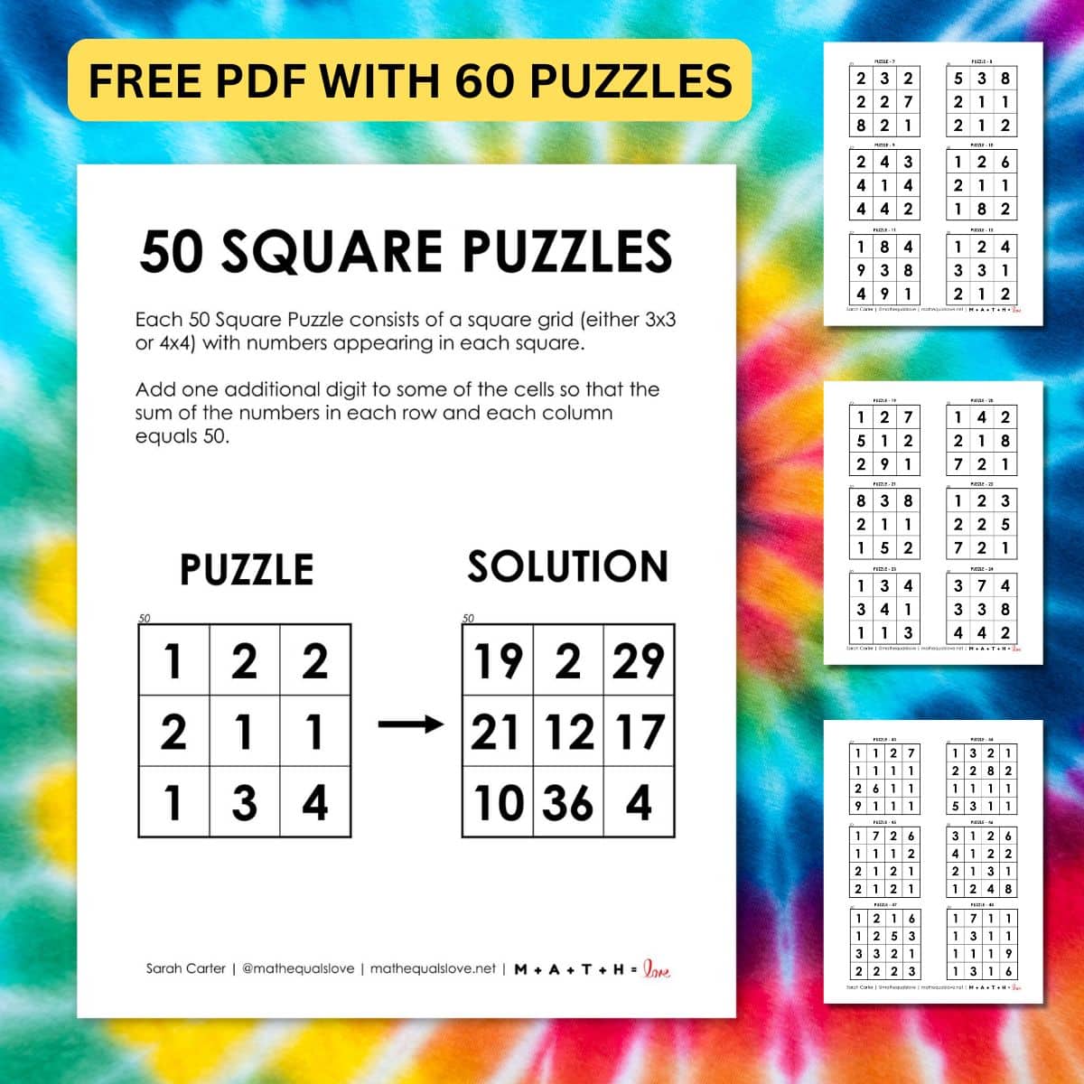 50 square logic puzzles
