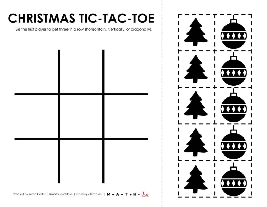 Christmas Tic Tac Toe Game Board. 