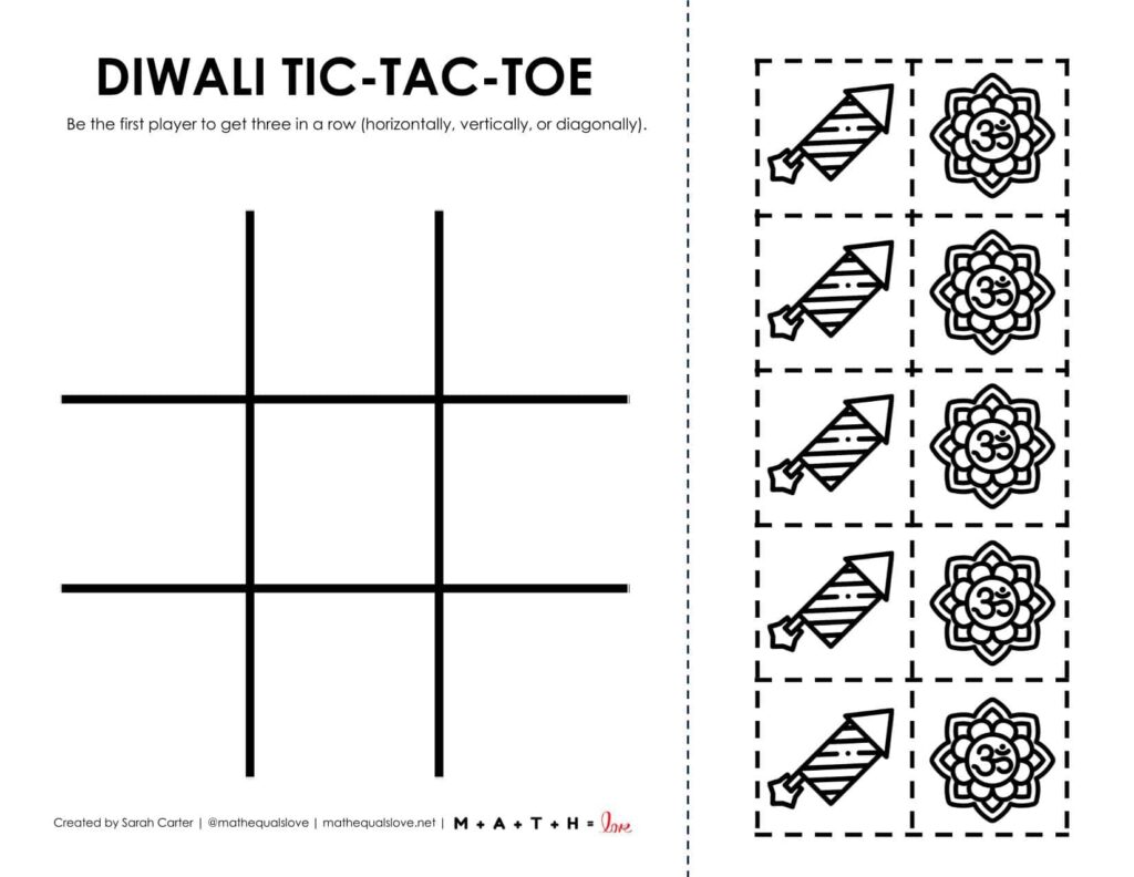 screenshot of diwali tic tac toe board. 