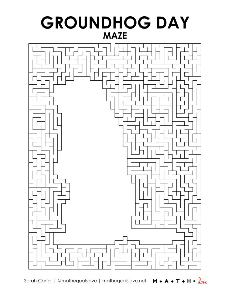 groundhog day maze printable level 1. 