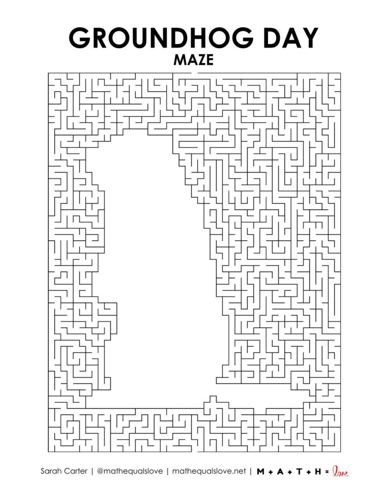 groundhog day maze level 2 printable. 