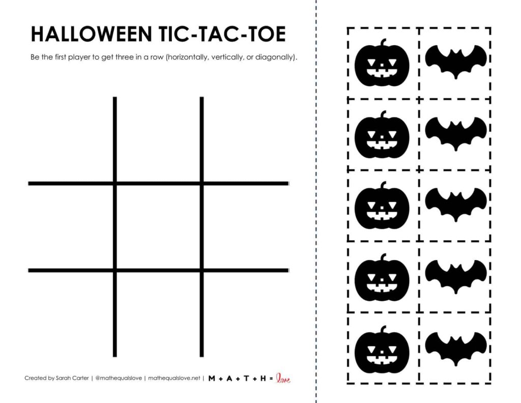 halloween tic tac toe board printable. 