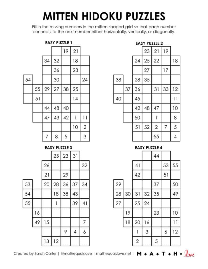 mitten hidoku puzzle - level easy. 