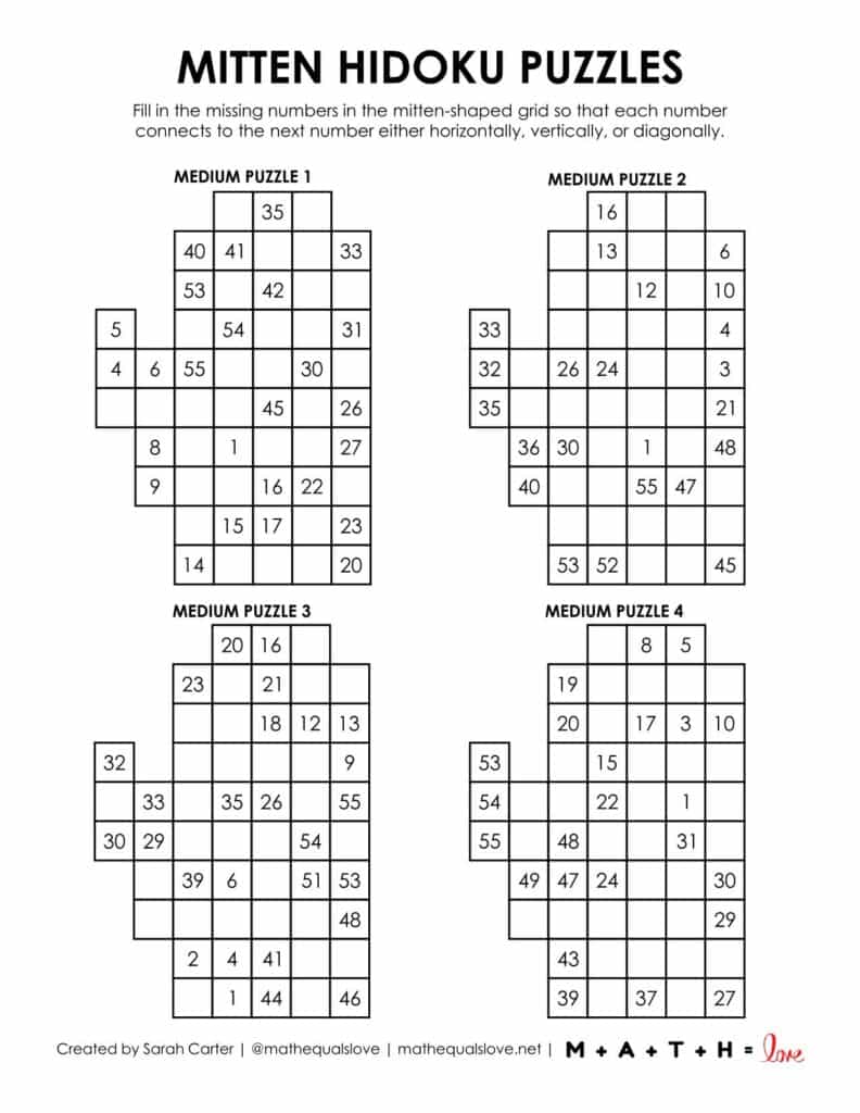 mitten hidoku puzzles level medium. 