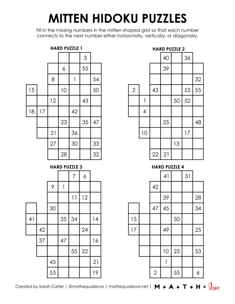 mitten hidoku puzzles - level hard. 