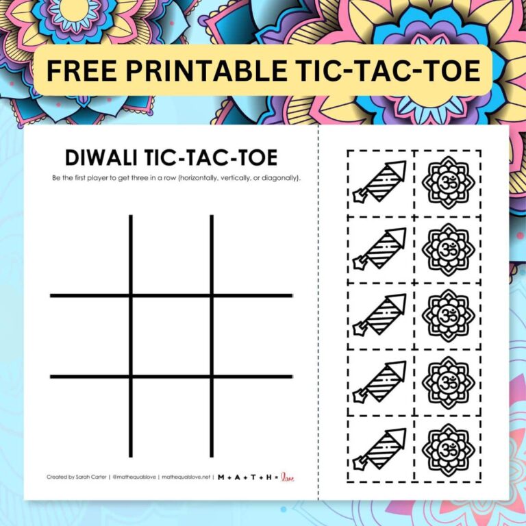 Diwali Tic Tac Toe Game Board Printable.