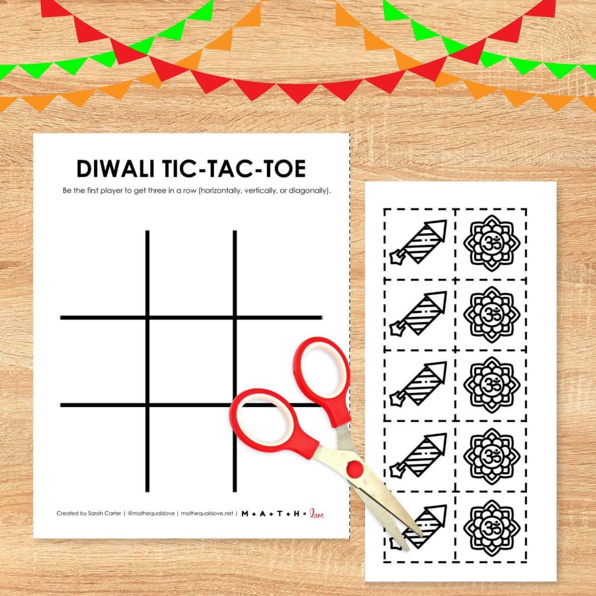 Diwali Tic Tac Toe Game Printable | Math = Love